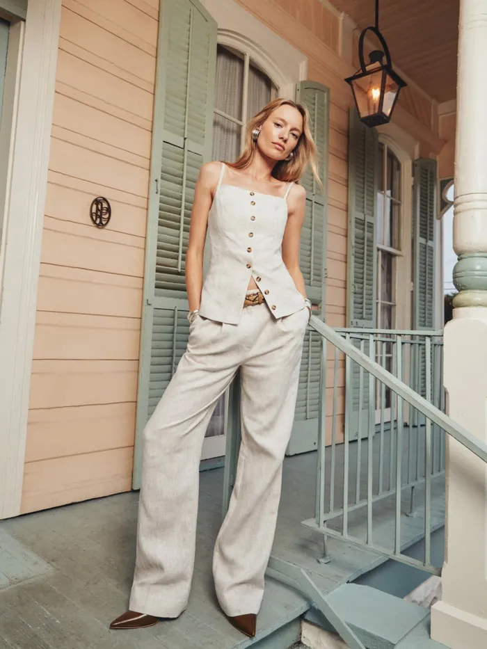 Reformation Tops Antonia Linen Top Oatmeal 8211 Women Reformation Tops Antonia Linen Top Oatmeal 8211 Women