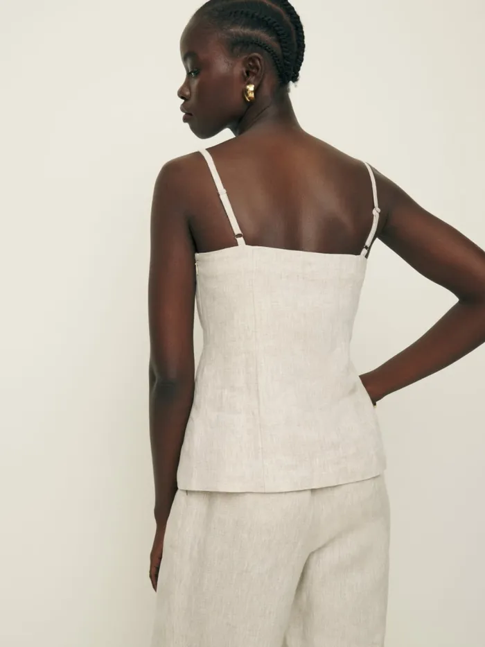 Reformation Tops Antonia Linen Top Oatmeal 8211 Women Reformation Tops Antonia Linen Top Oatmeal 8211 Women