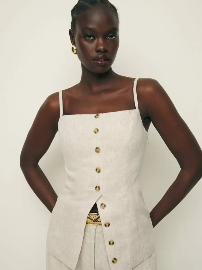 Reformation Tops Antonia Linen Top Oatmeal 8211 Women Reformation Tops Antonia Linen Top Oatmeal 8211 Women