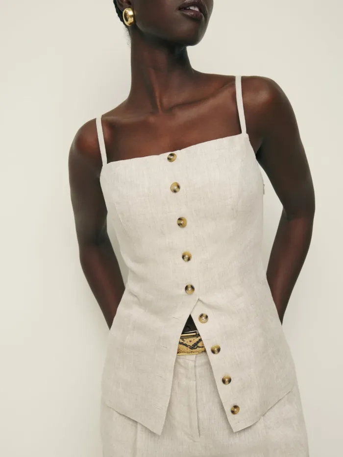 Reformation Tops Antonia Linen Top Oatmeal 8211 Women Reformation Tops Antonia Linen Top Oatmeal 8211 Women
