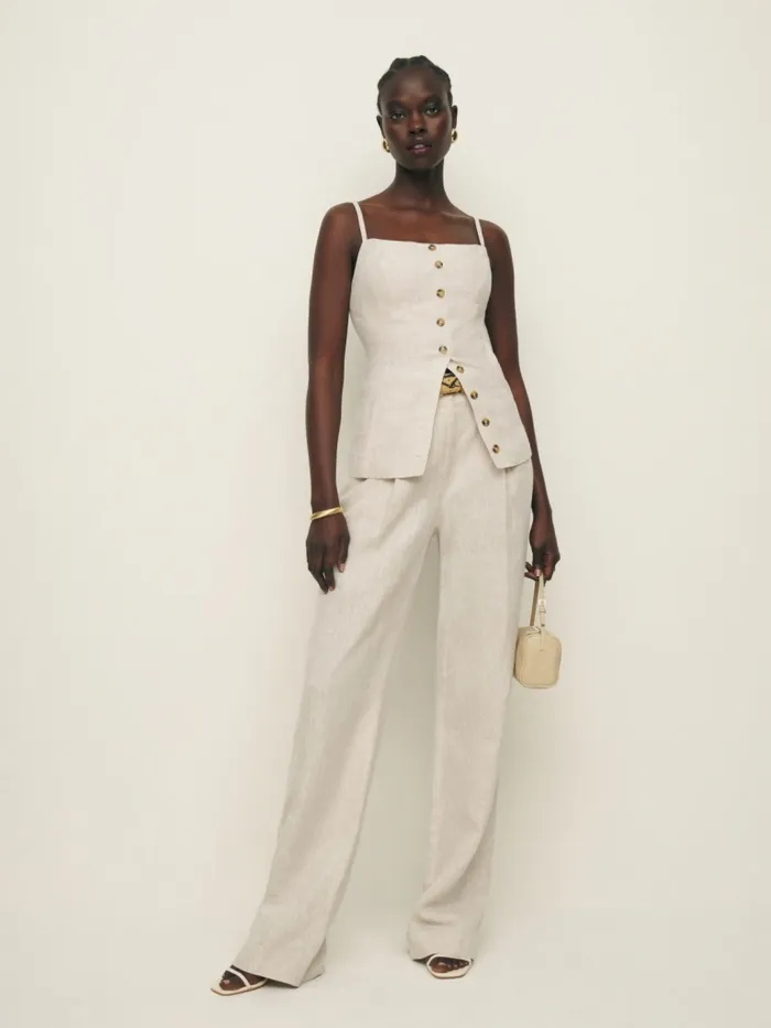 Reformation Tops Antonia Linen Top Oatmeal 8211 Women Reformation Tops Antonia Linen Top Oatmeal 8211 Women