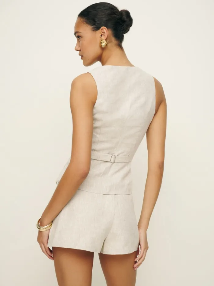 Reformation Tops Delanie Linen Top Oatmeal 8211 Women Reformation Tops Delanie Linen Top Oatmeal 8211 Women
