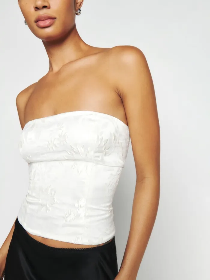 Reformation Tops Giorgia Top White Floral Brocade 8211 Women Reformation Tops Giorgia Top White Floral Brocade 8211 Women