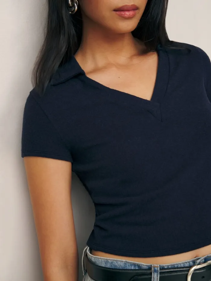 Reformation Tops Layne Knit Top Navy 8211 Women