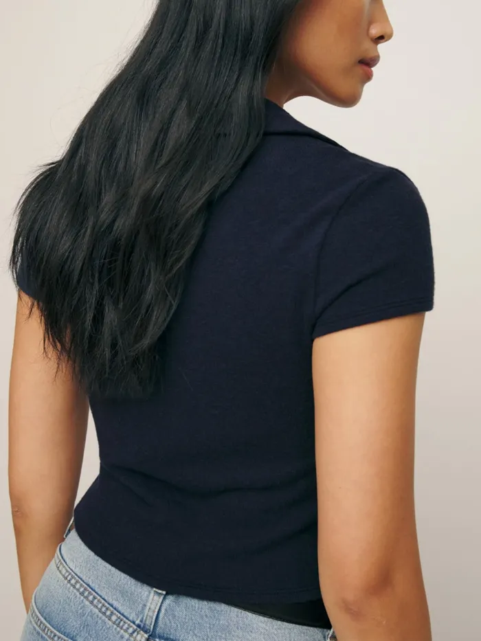 Reformation Tops Layne Knit Top Navy 8211 Women