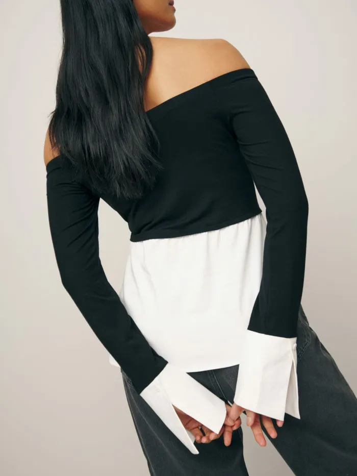 Reformation Tops Nixie Knit Top Black And White 8211 Women