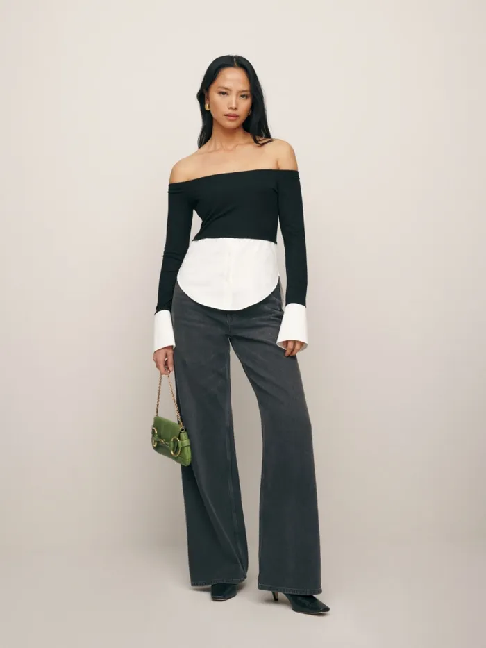 Reformation Tops Nixie Knit Top Black And White 8211 Women