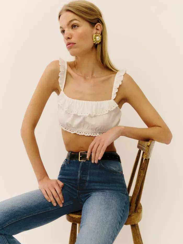 Reformation Tops Romee Cropped Top White 8211 Women