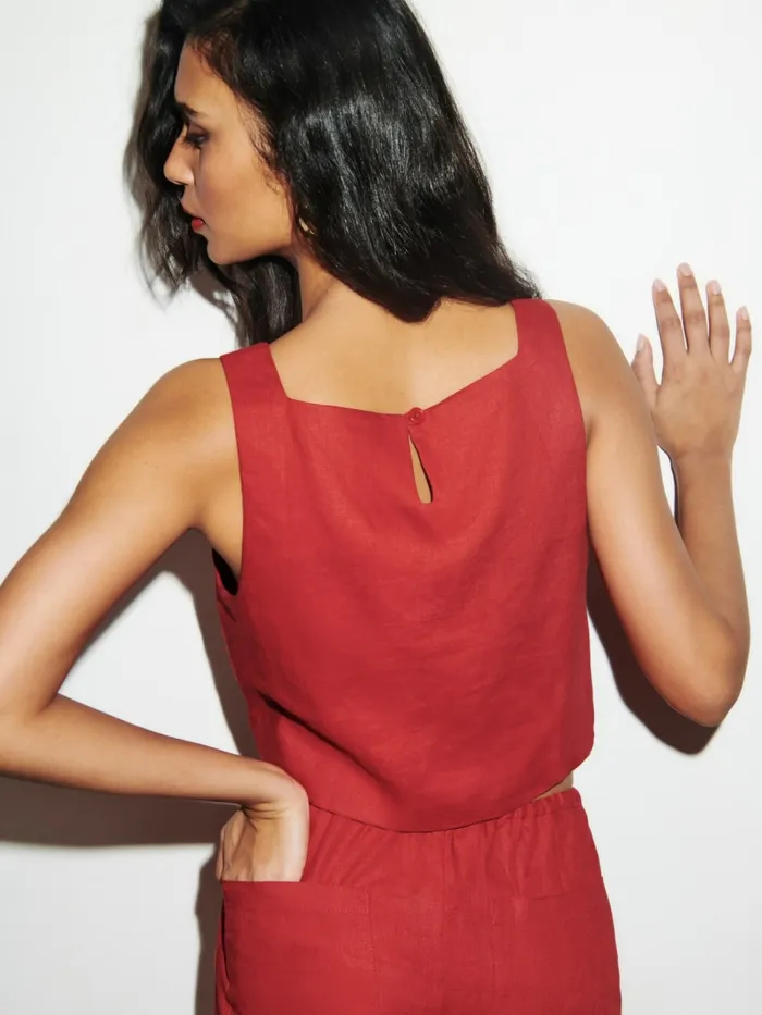 Reformation Tops Saige Linen Top Sundried Tomato 8211 Women Reformation Tops Saige Linen Top Sundried Tomato 8211 Women