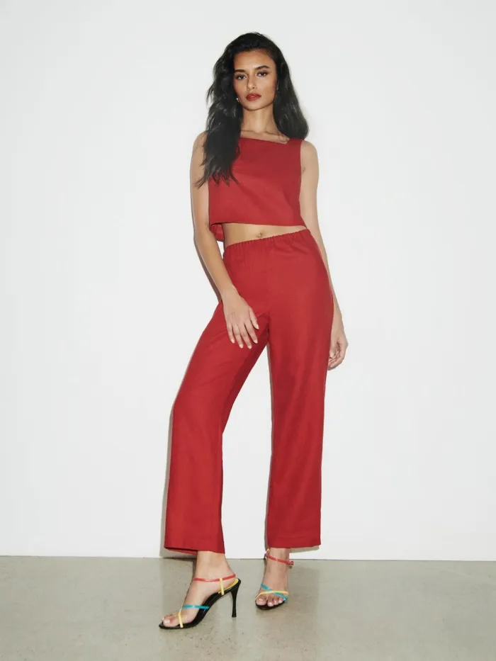 Reformation Tops Saige Linen Top Sundried Tomato 8211 Women Reformation Tops Saige Linen Top Sundried Tomato 8211 Women