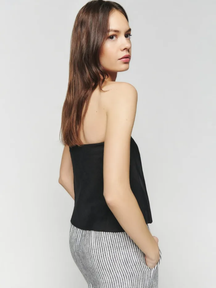 Reformation Tops Spritz Linen Top Black 8211 Women
