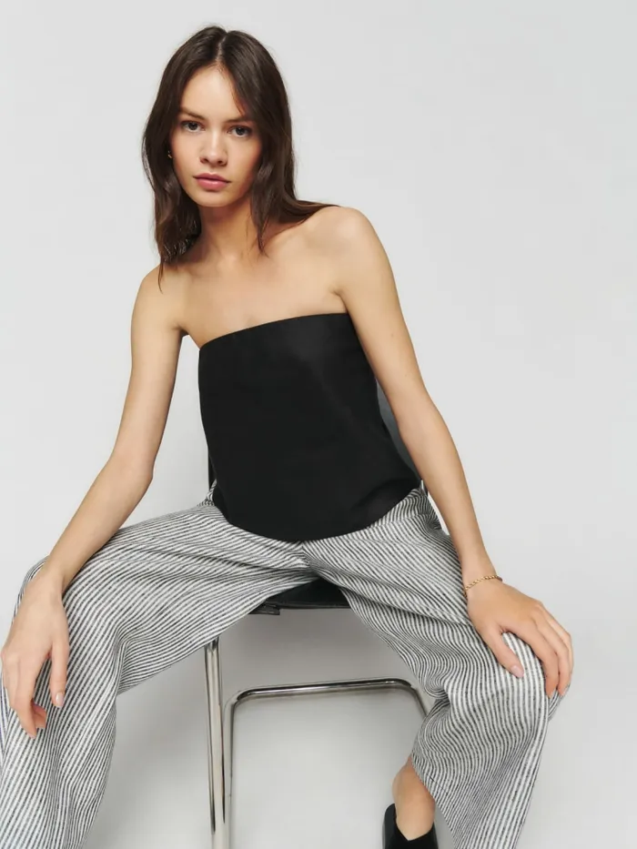 Reformation Tops Spritz Linen Top Black 8211 Women