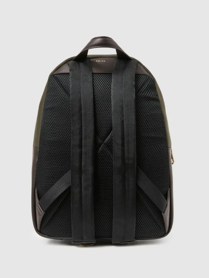 REISS Bags Men Neoprene Zipped Backpack Khaki