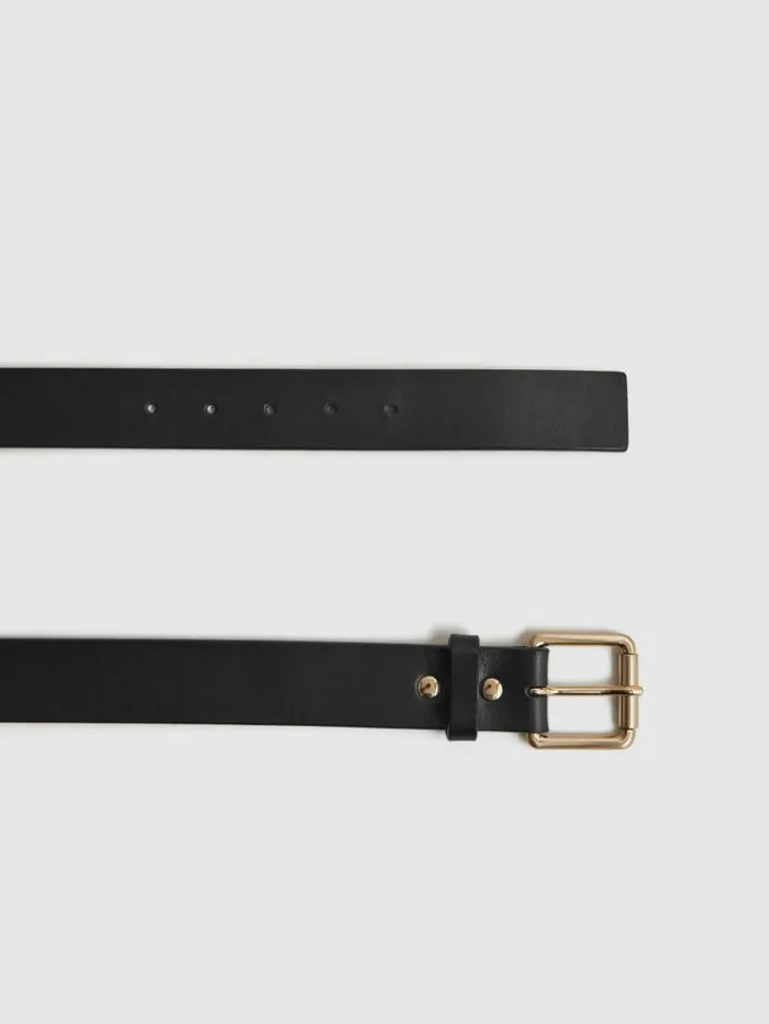 REISS Belts Men Leather Rivet Belt Black