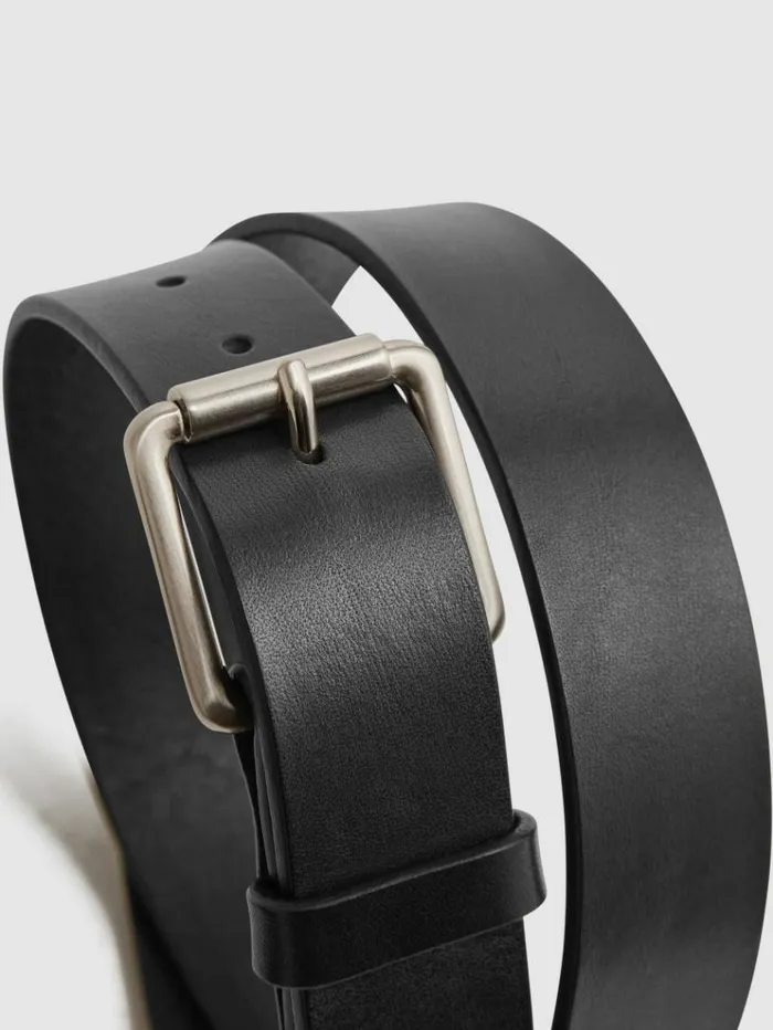 REISS Belts Men Leather Rivet Belt Black