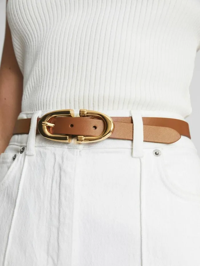 REISS Belts Women Horseshoe Belt Tan