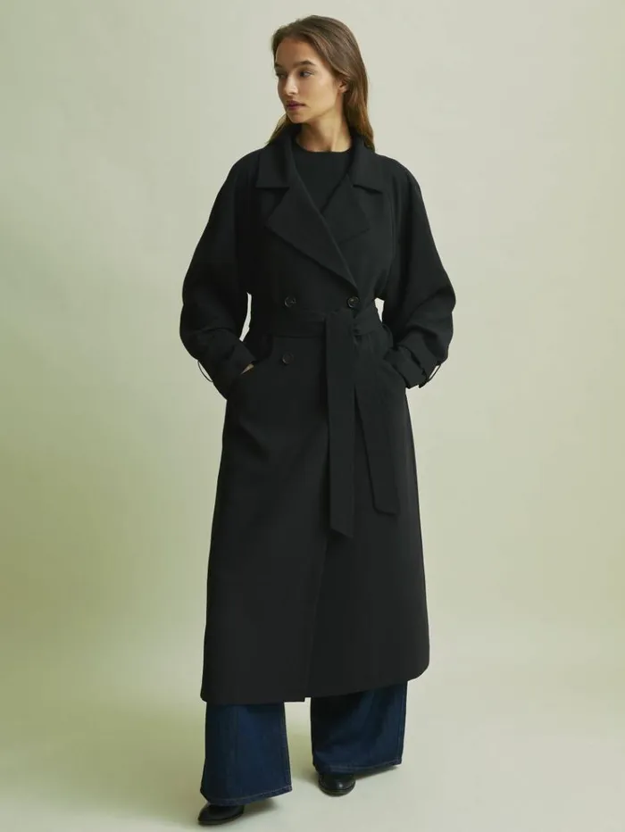REISS Coats and Jackets Women Florere Double Breasted Belted Trench Coat Black