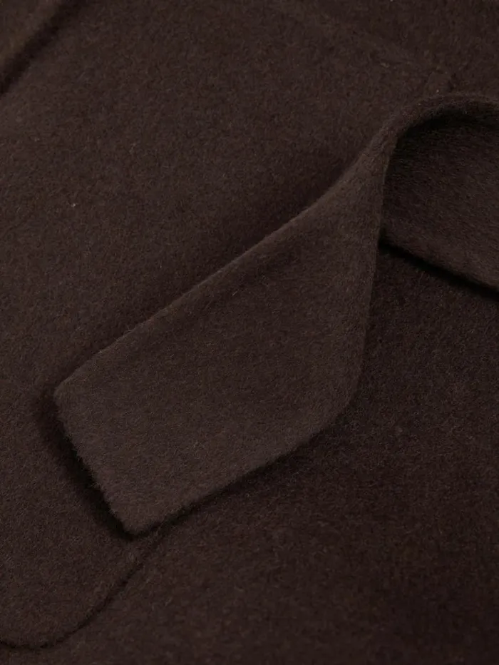 REISS Coats and Jackets Women Wool Blend Double Breasted Blindseam Coat Chocolate
