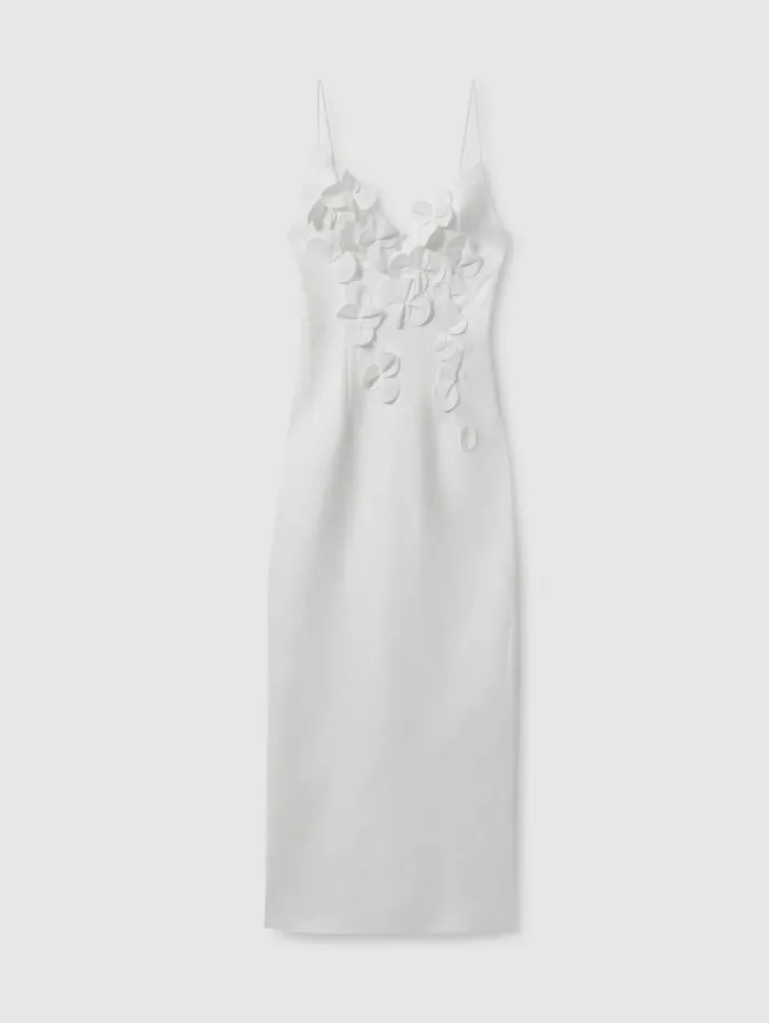 REISS Dresses Women Acler Ruffle Midi Dress Ivory