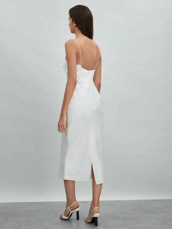 REISS Dresses Women Acler Ruffle Midi Dress Ivory