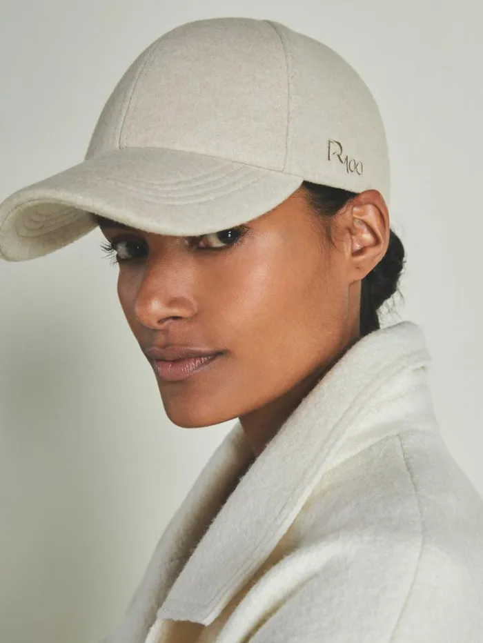 REISS Hats Gloves and Scarves Women Reiss Les 100 Ciels FeltedTweed Baseball Cap Cream