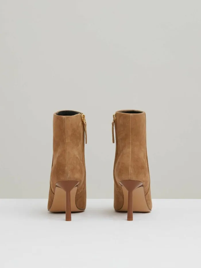 REISS Heels Women Seamed Suede Ankle Boots Tan