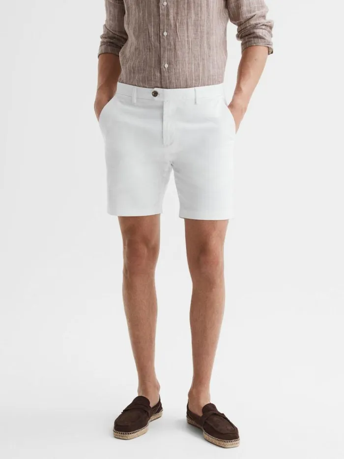 REISS Shorts Men Short Length Casual Chino Shorts White