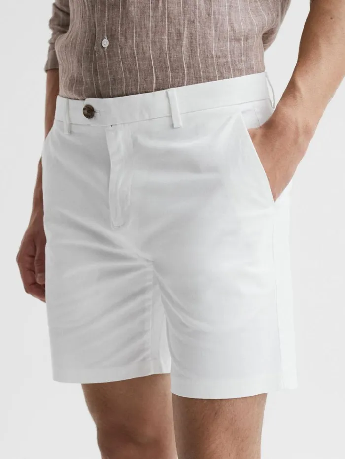 REISS Shorts Men Short Length Casual Chino Shorts White