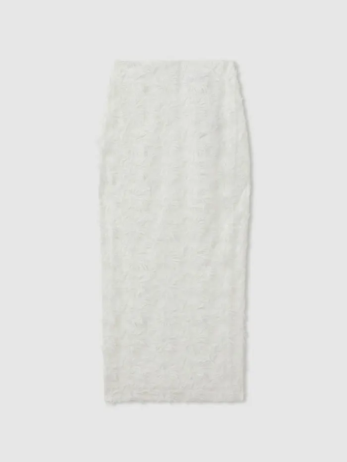 REISS Skirts Women Anna Quan Sheer Applique Midi Dress White