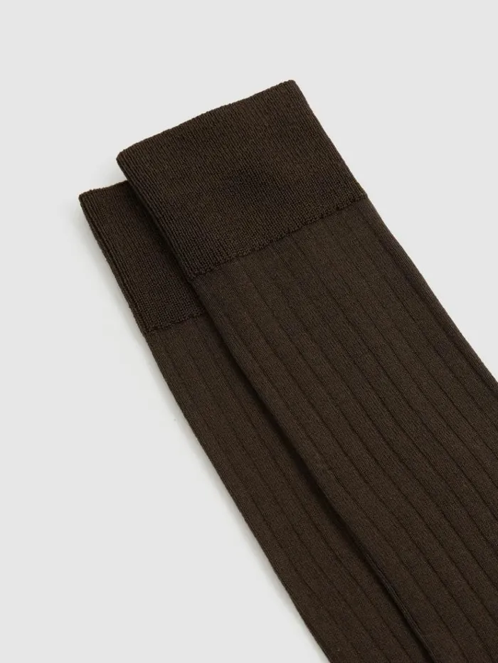 REISS Socks and Underwear Men Ribbed Socks Chocolate