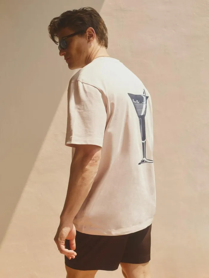 REISS TShirts Men Reiss Ch Oversized Cotton Cocktail Print TShirt Soft Pink