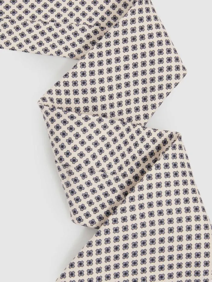REISS Ties and Pocket Squares Men Silk Floral Tie Ivory
