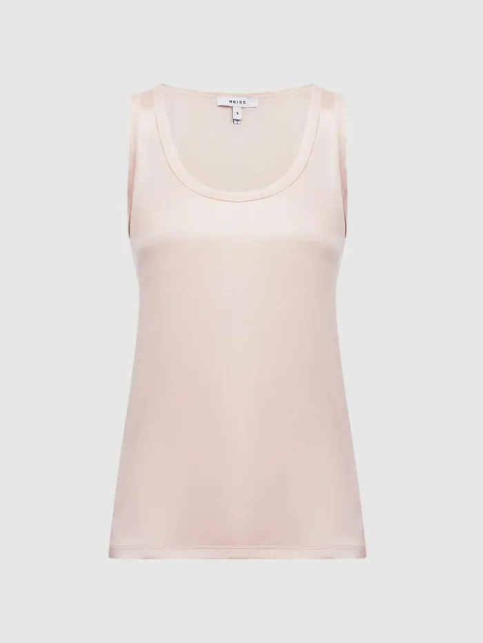 REISS Tops Women Silk Front Vest Nude