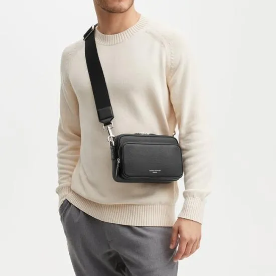 Reporter East West Messenger Bag Black Pebble Men Aspinal Of London Messenger Bags