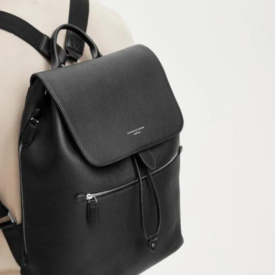 Reporter Leather Backpack Black Pebble Men Aspinal Of London Backpacks