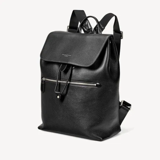 Reporter Leather Backpack Black Pebble Men Aspinal Of London Backpacks