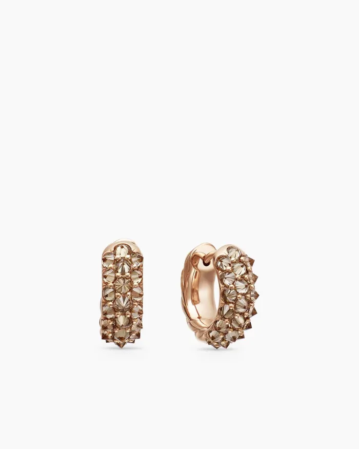 Reverse Set Pav Huggie Hoop Earrings In 18K Rose Gold With Cognac Diamonds 14mm Women David Yurman Hoop Reverse Set Pav Huggie Hoop Earrings In 18K Rose Gold With Cognac Diamonds 14mm Women David Yurman Hoop