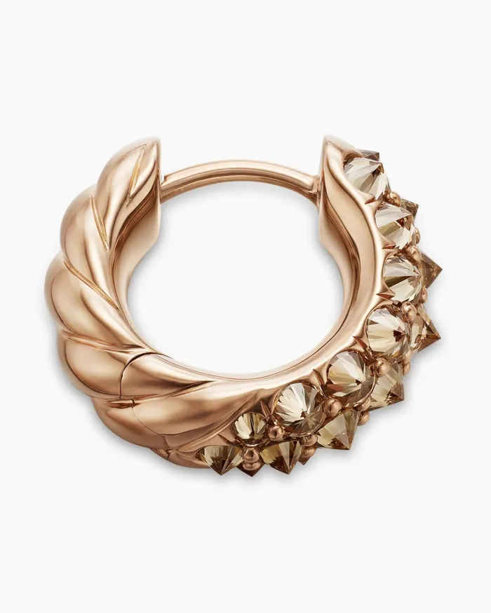 Reverse Set Pav Huggie Hoop Earrings In 18K Rose Gold With Cognac Diamonds 14mm Women David Yurman Hoop Reverse Set Pav Huggie Hoop Earrings In 18K Rose Gold With Cognac Diamonds 14mm Women David Yurman Hoop