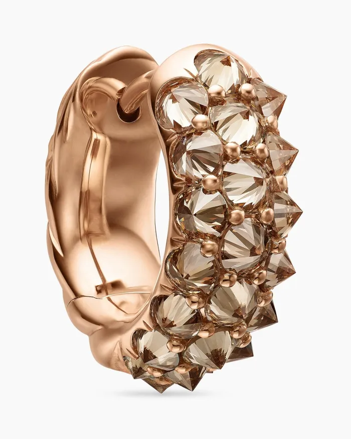 Reverse Set Pav Huggie Hoop Earrings In 18K Rose Gold With Cognac Diamonds 14mm Women David Yurman Hoop Reverse Set Pav Huggie Hoop Earrings In 18K Rose Gold With Cognac Diamonds 14mm Women David Yurman Hoop