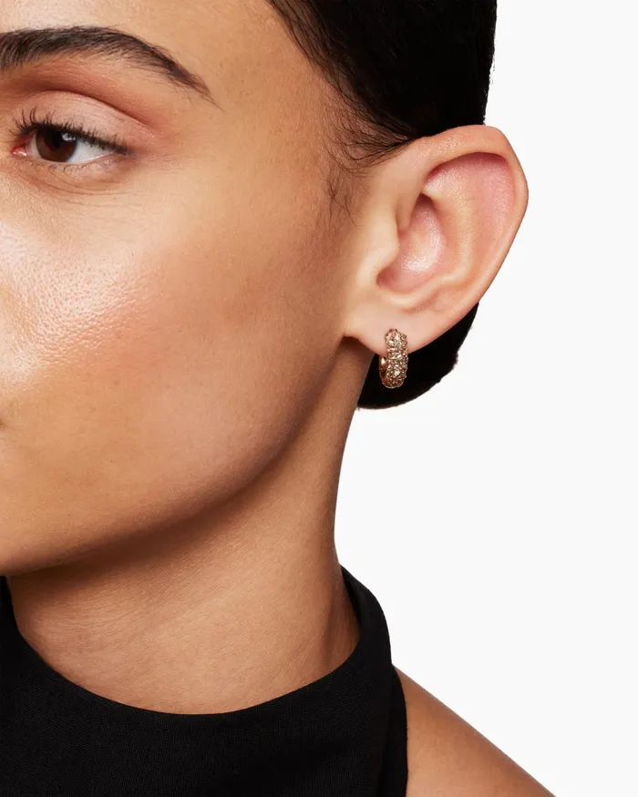 Reverse Set Pav Huggie Hoop Earrings In 18K Rose Gold With Cognac Diamonds 14mm Women David Yurman Hoop Reverse Set Pav Huggie Hoop Earrings In 18K Rose Gold With Cognac Diamonds 14mm Women David Yurman Hoop