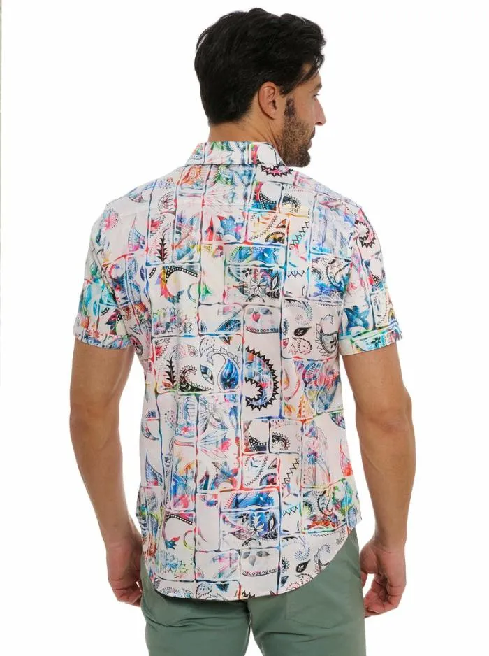 Robert Graham Button Down Shirts Men Belize Short Sleeve Button Down Shirt Big Multi