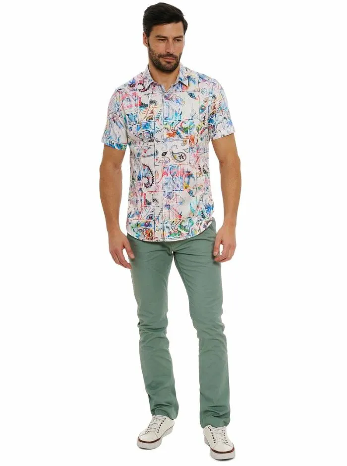 Robert Graham Button Down Shirts Men Belize Short Sleeve Button Down Shirt Big Multi