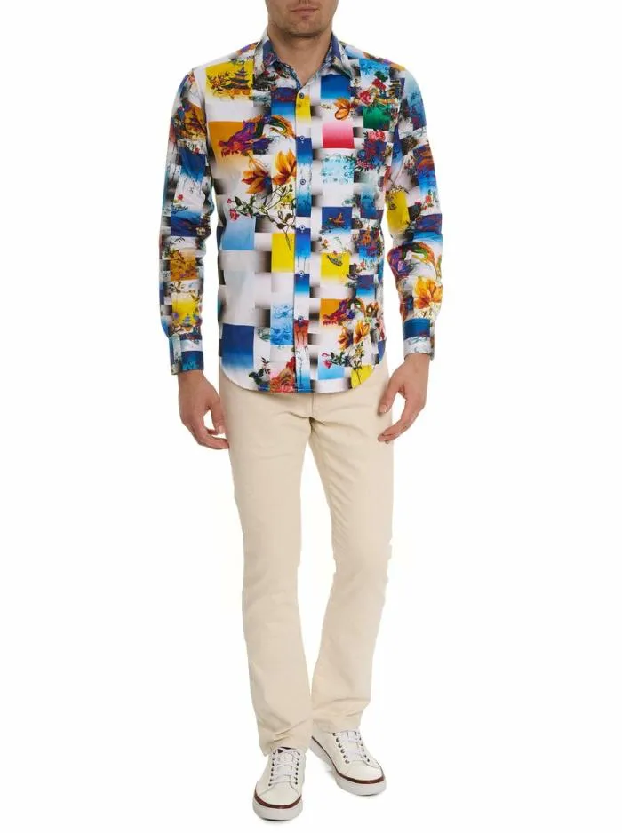 Robert Graham Button Down Shirts Men Koa Long Sleeve Button Down Shirt Multi