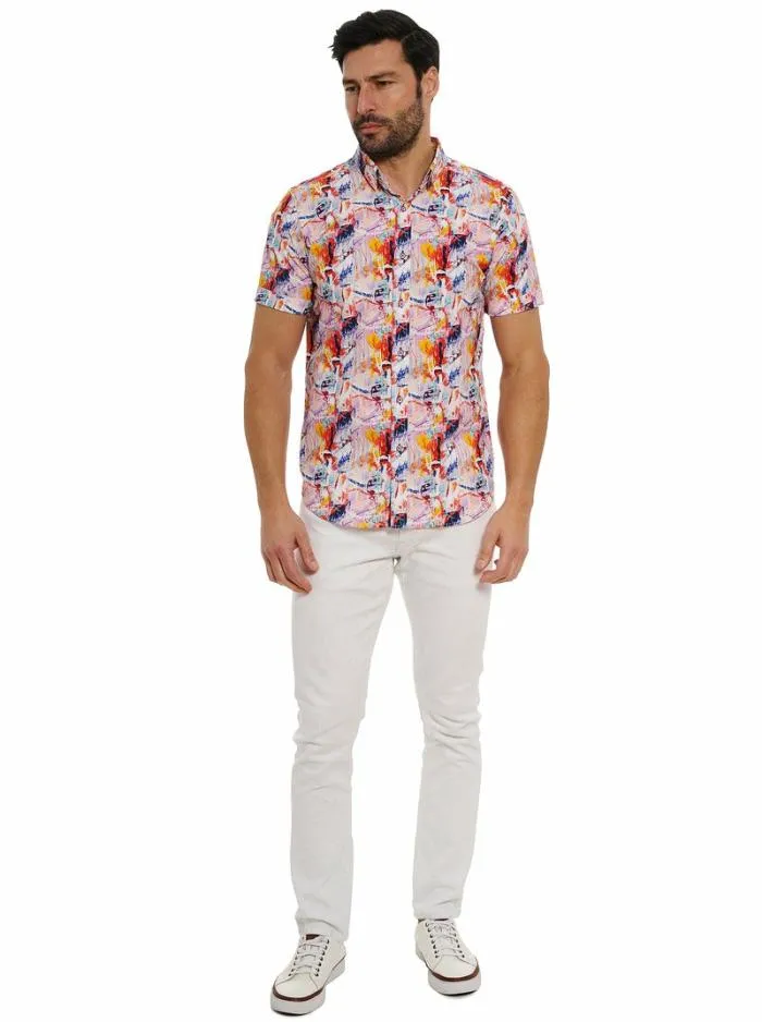 Robert Graham Button Down Shirts Men Ledger Short Sleeve Button Down Shirt Multi