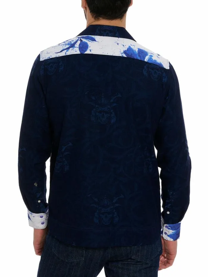 Robert Graham Button Down Shirts Men Limited Edition Blue Murro Long Sleeve Button Down Shirt Blue