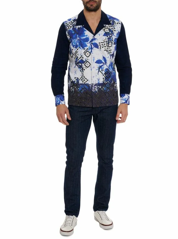 Robert Graham Button Down Shirts Men Limited Edition Blue Murro Long Sleeve Button Down Shirt Blue