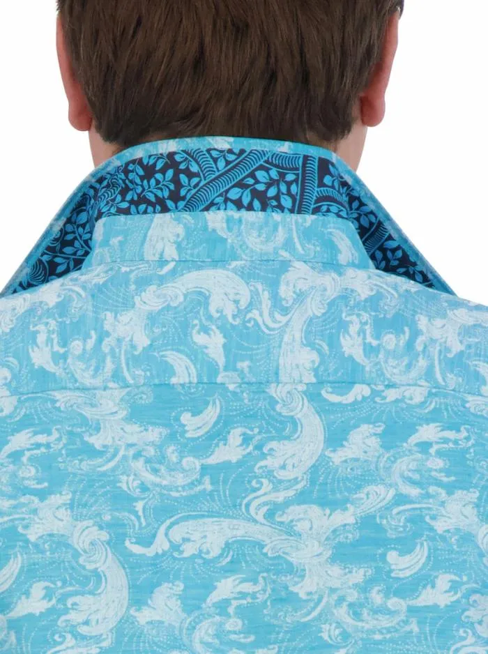 Robert Graham Button Down Shirts Men Poseidon Long Sleeve Button Down Shirt Turquoise