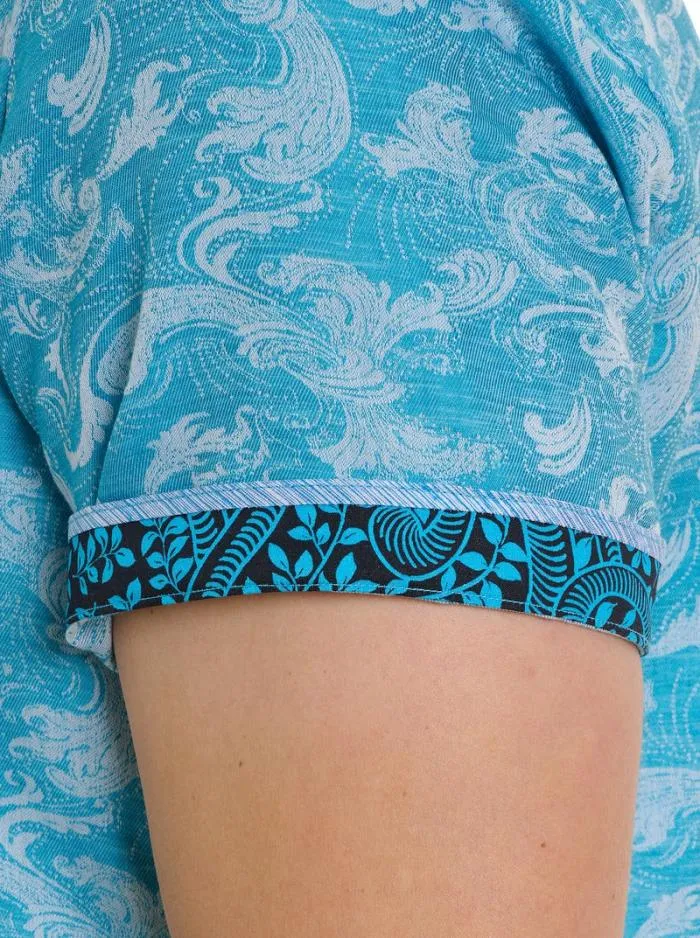 Robert Graham Button Down Shirts Men Poseidon Short Sleeve Button Down Shirt Turquoise