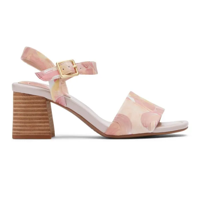 Rockport Heels Women Oh Joy 8211 Farrah 2Strap Heel Pink Painterly