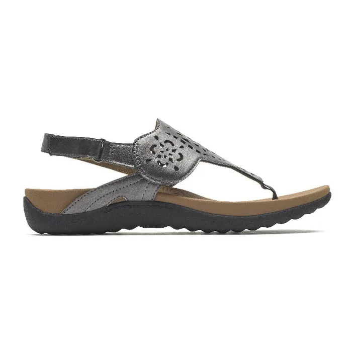 Rockport Sandals and Wedges Women Ridge Circle Cutout Thong Pewter
